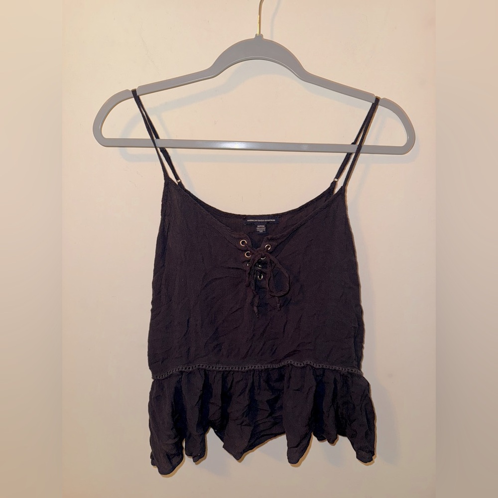 American Eagle Dark Gray Women’s Tank top adjustable tie size small